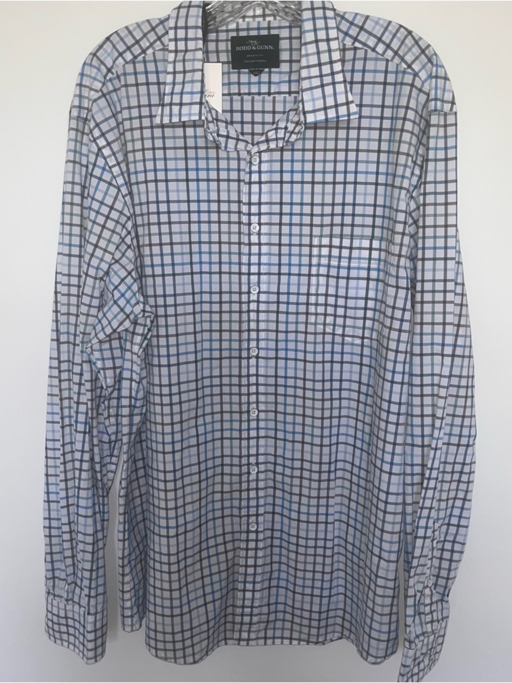 Rodd & Gunn White, Blue and Gray Checked Long-Sleeve Dress Shirt